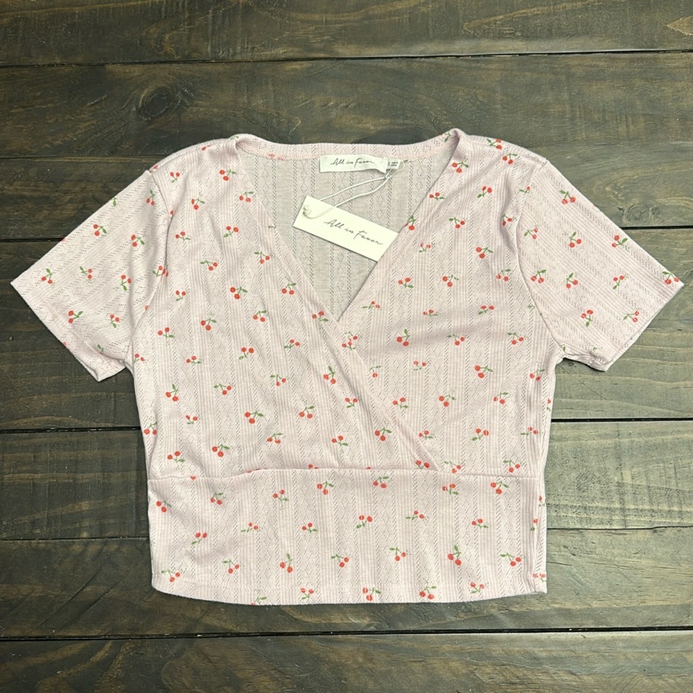 All in Favor lavender cherry crop top